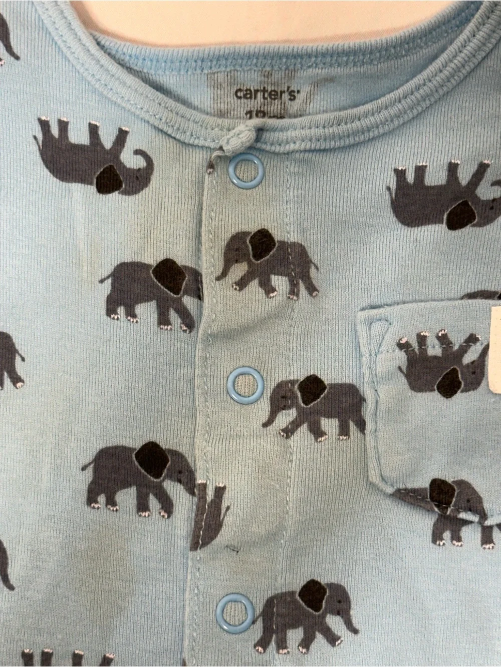 Carter's Light Blue Baby Romper with Elephant Print